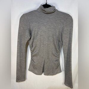 Charles Chang-Lima Top Gray Mock Neck Long Sleeve Cashmere Silk Blend Size 6